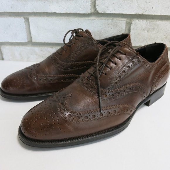 Zara Man Oil Tanned Brogue Leather Oxford Shoes 42 - Picture 1 of 7